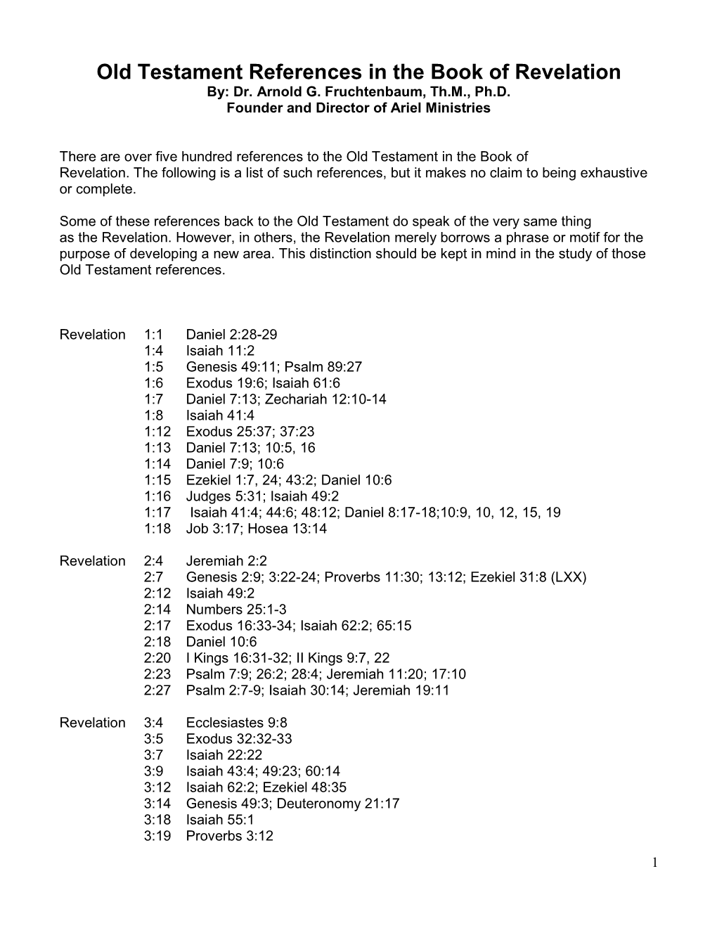 Old Testament References in the Book of Revelation By: Dr