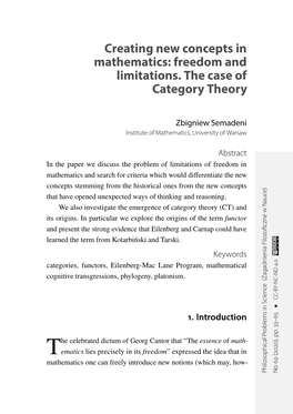 Creating New Concepts in Mathematics: Freedom and Limitations. the Case of Category Theory