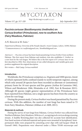 &lt;I&gt;Puccinia Cortusae&lt;/I&gt;