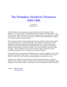 The Pamunkey Hendrick Chronicles 1690-1800