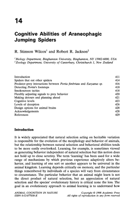 Cognitive Abilities of Araneophagic Jumping Spiders