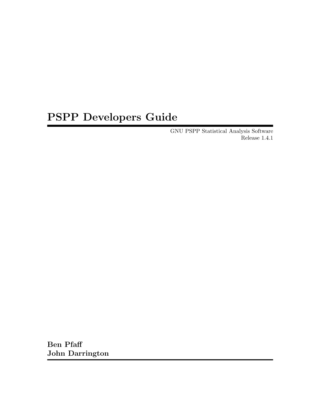 PSPP Developers Guide GNU PSPP Statistical Analysis Software Release 1.4.1