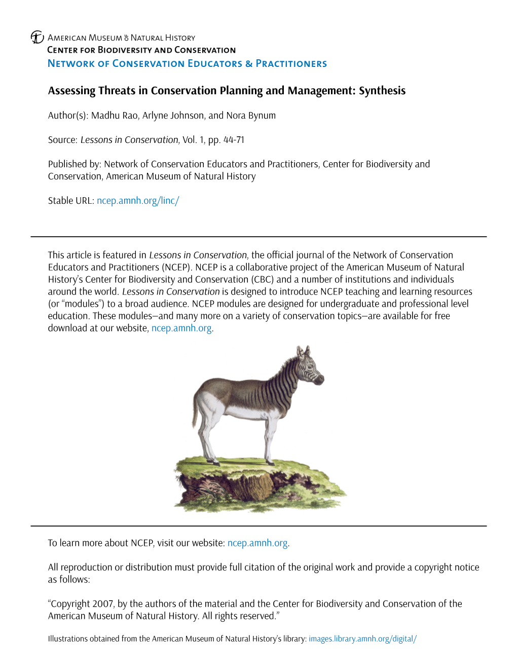 Assessing Threats in Conservation Planning and Management: Synthesis