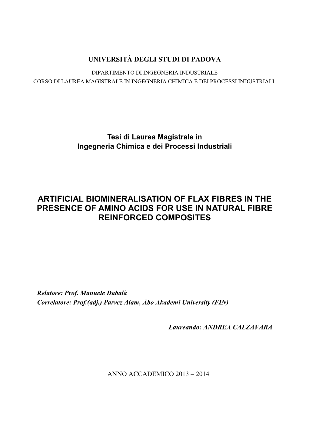 Artificial Biomineralisation of Flax Fibres in the Presence of Amino Acids for Use in Natural Fibre Reinforced Composites