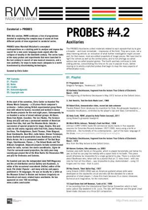 PROBES #4.2 Devoted to Exploring the Complex Map of Sound Art from Different Points of View Organised in Curatorial Series