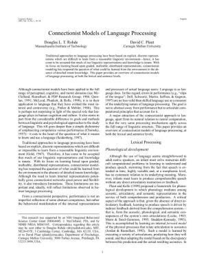 Connectionist Models of Language Processing