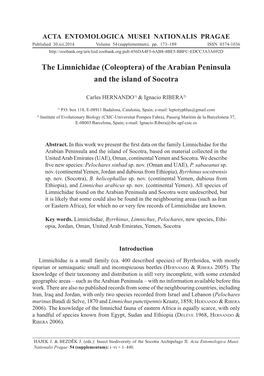 The Limnichidae (Coleoptera) of the Arabian Peninsula and the Island of Socotra