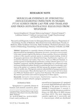 Research Note. Molecular Evidence of Spirometra Erinaceieuropaei