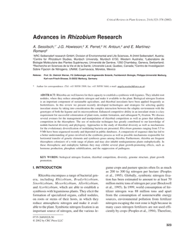 Advances in Rhizobium Research