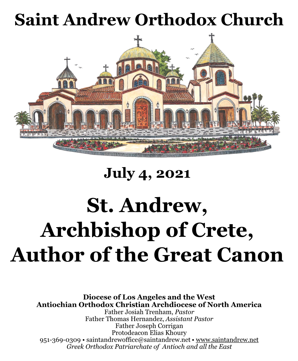 St. Andrew, Archbishop of Crete, Author of the Great Canon