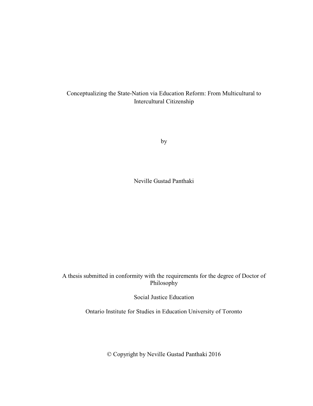 Conceptualizing the State-Nation Via Education Reform: from Multicultural to Intercultural Citizenship