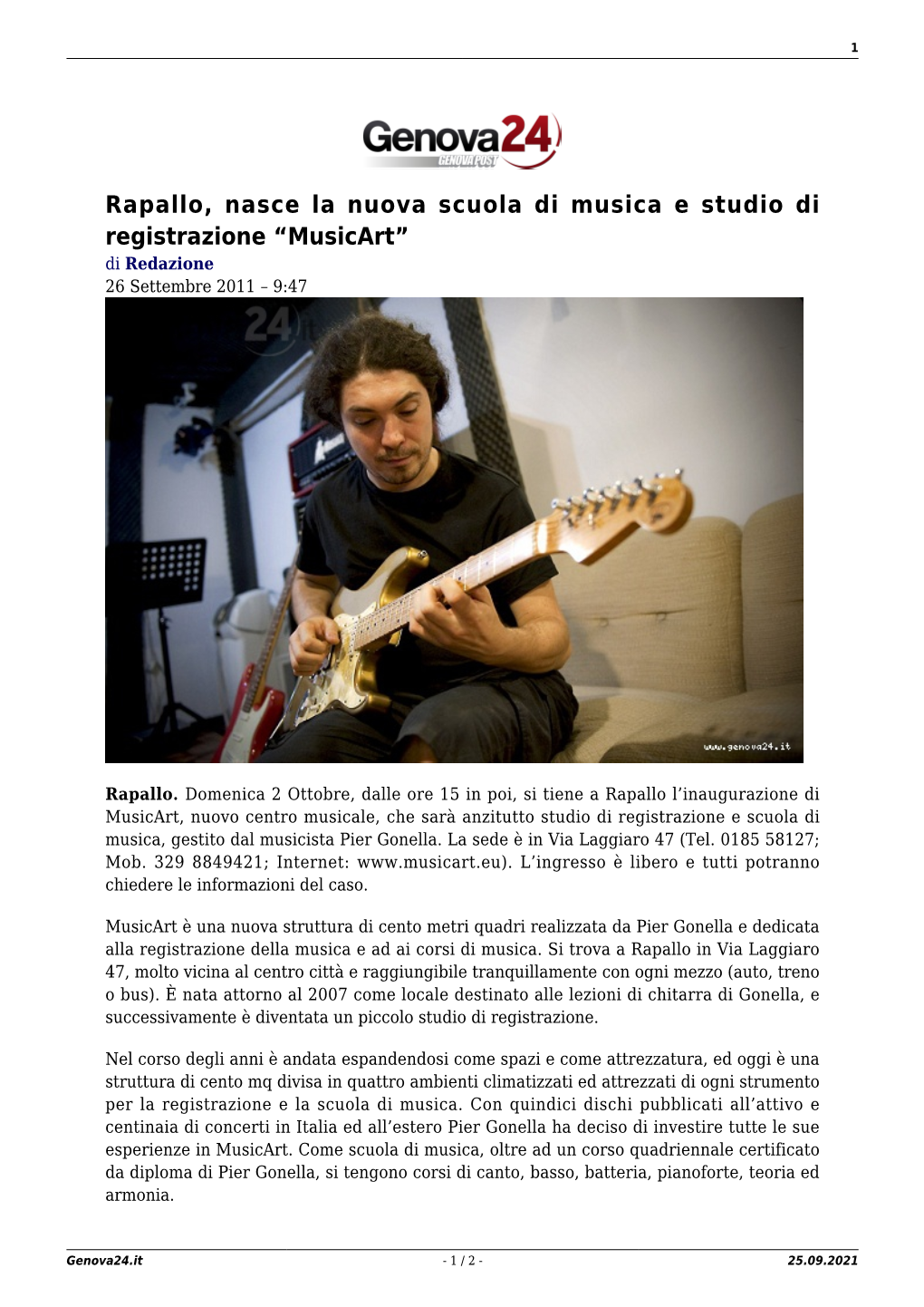 Musicart” Di Redazione 26 Settembre 2011 – 9:47