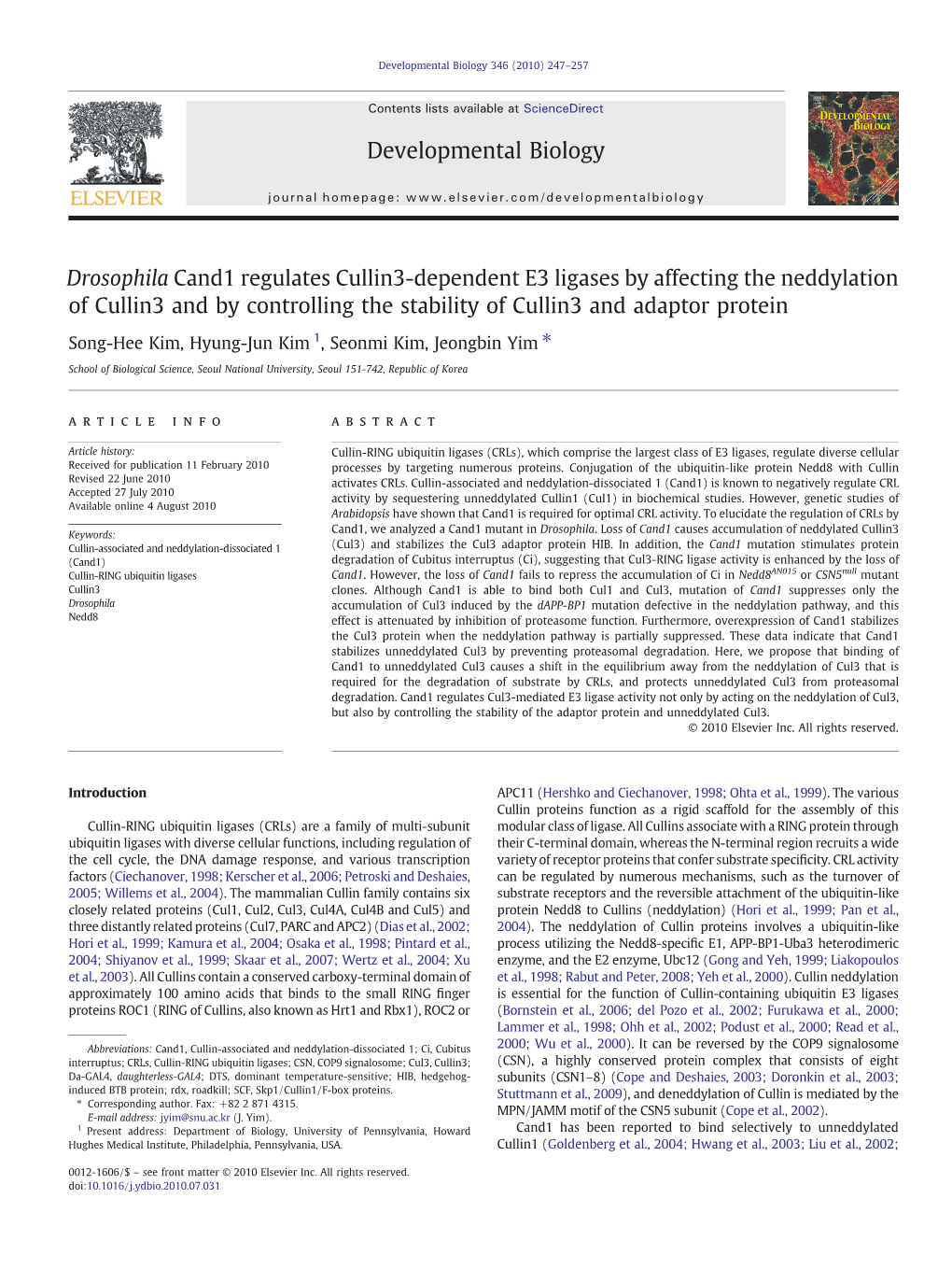 Drosophila Cand1 Regulates Cullin3-Dependent E3 Ligases by Affecting the Neddylation of Cullin3 and by Controlling the Stability of Cullin3 and Adaptor Protein