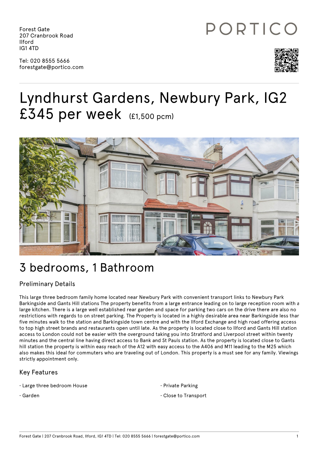 Lyndhurst Gardens, Newbury Park, IG2 £345 Per Week