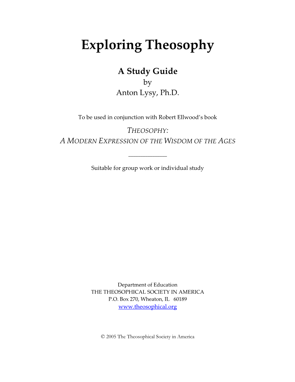 Exploring Theosophy