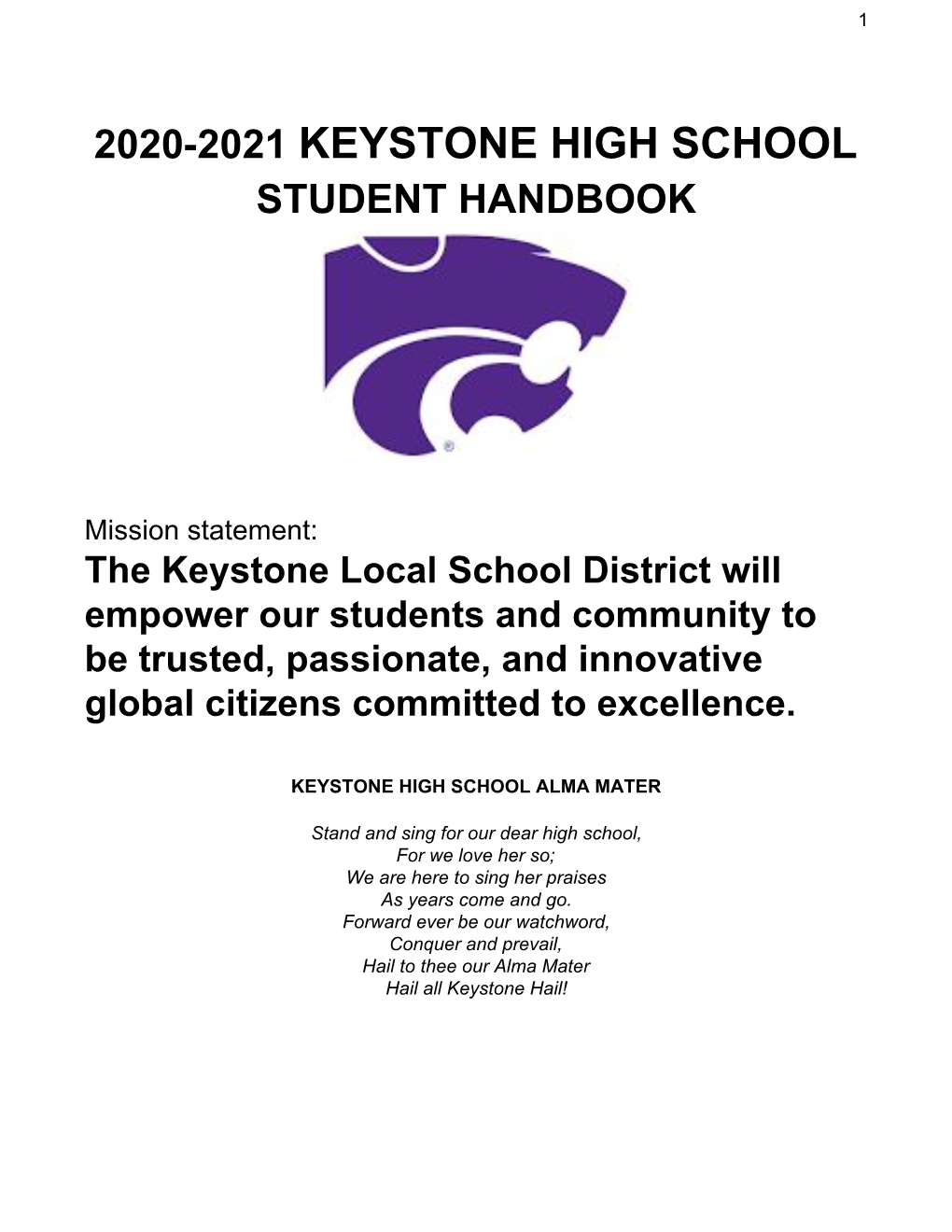 2020-2021 ​Keystone High School