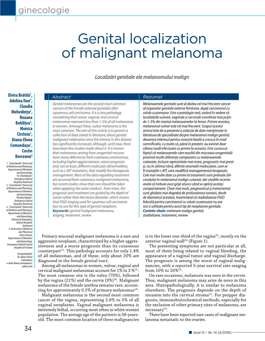 Genital Localization of Malignant Melanoma