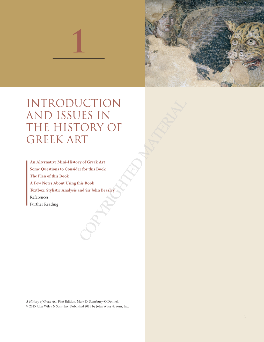 Introduction and Issues in the History of Greek Art