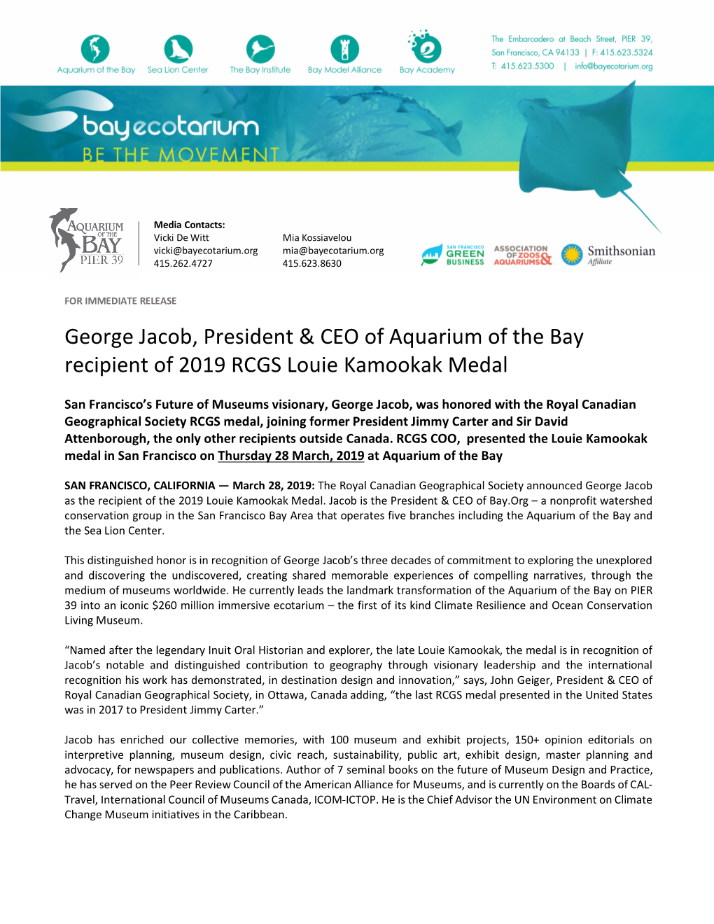 George Jacob, President & CEO of Aquarium of The