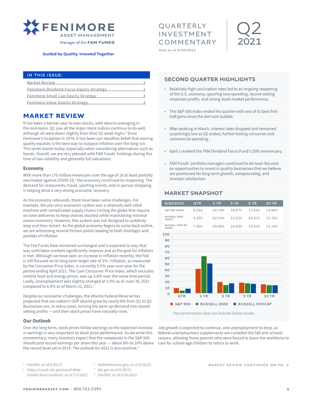 Fenimore Quarterly Investment Commentary Q2 2021