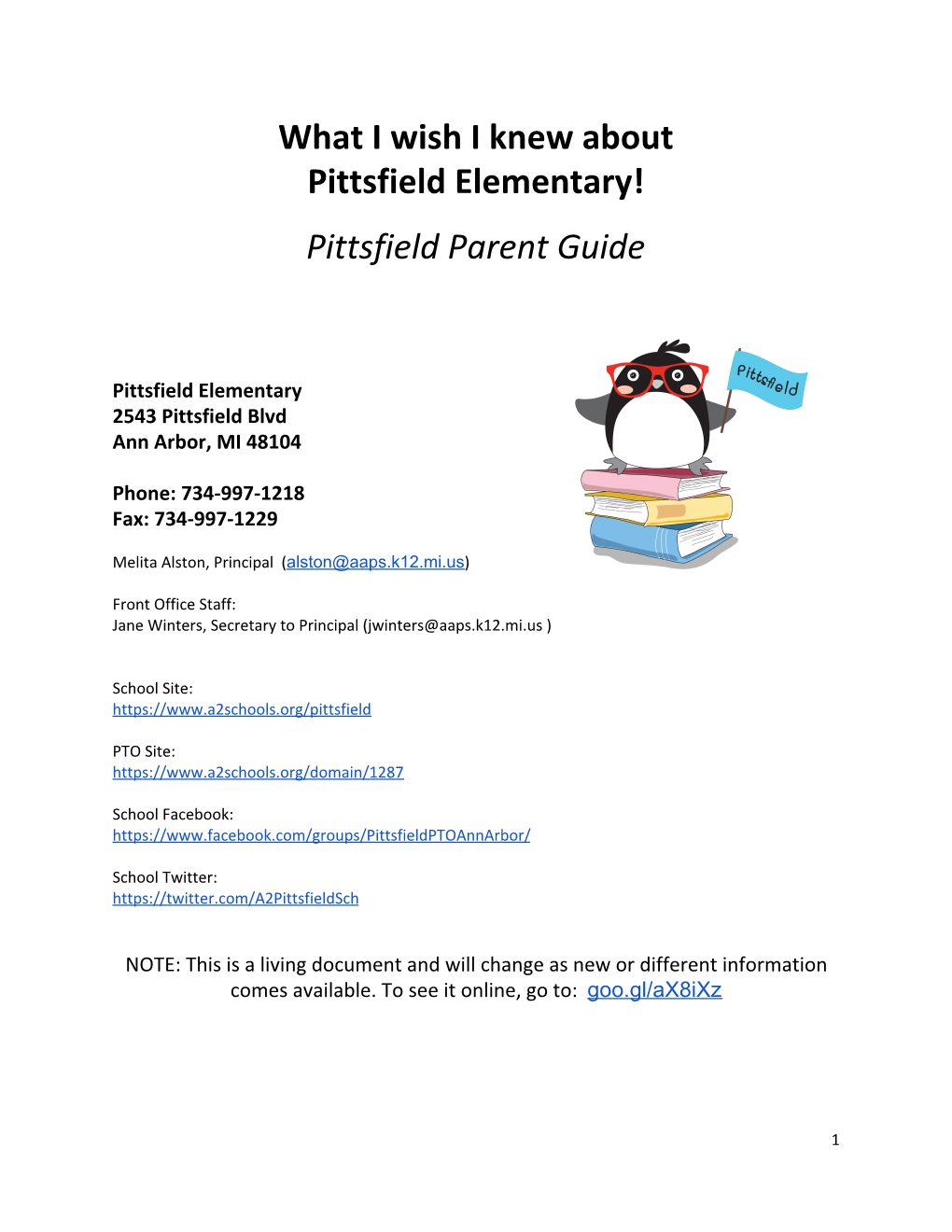 What I Wish I Knew About Pittsfield Elementary!