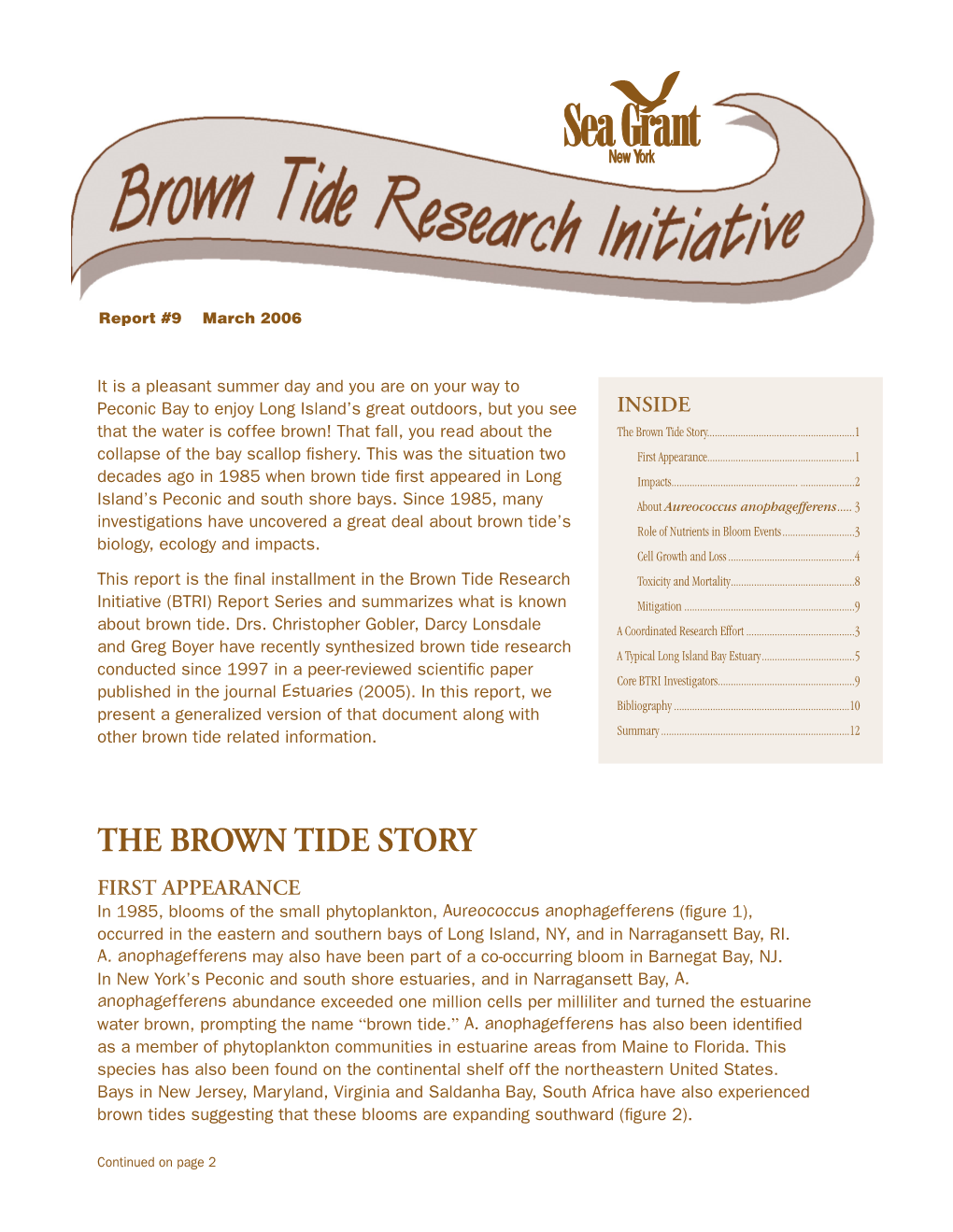 Brown Tide Research Initiative (BTRI) Report #9