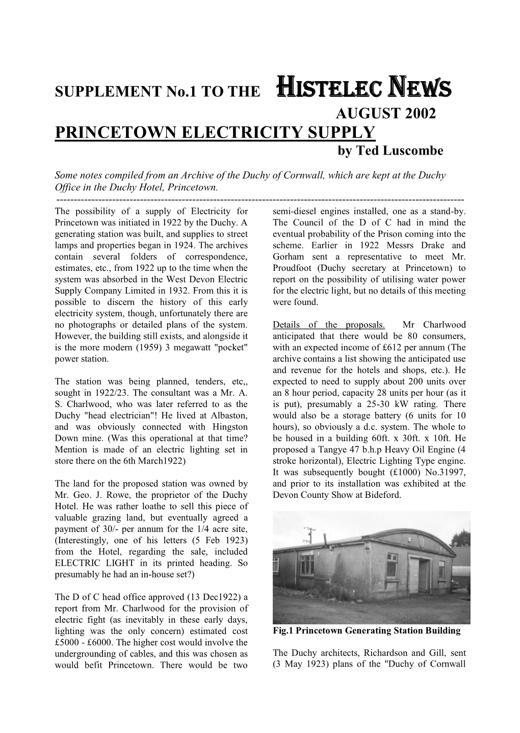 PRINCETOWN ELECTRICITY SUPPLY by Ted Luscombe