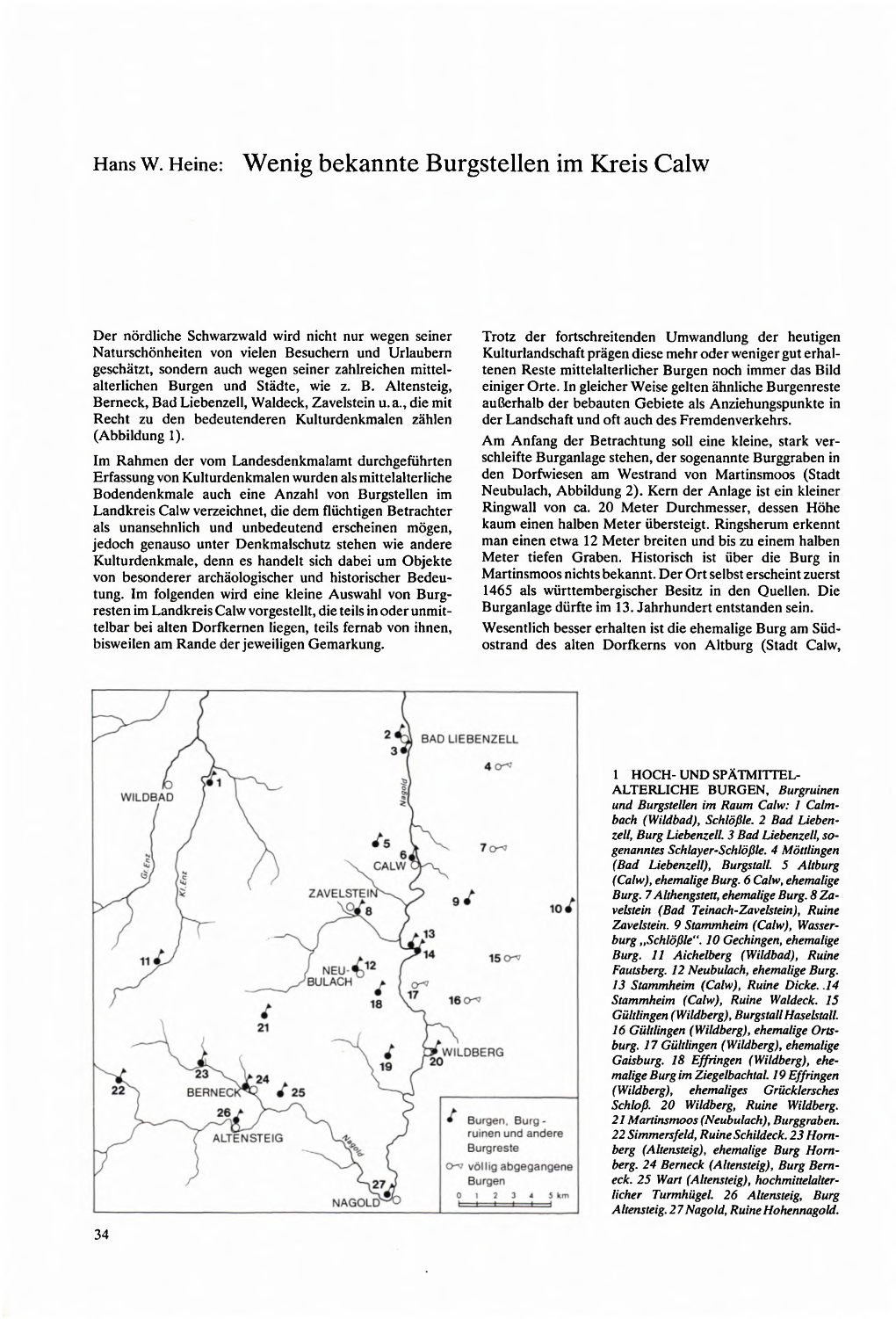 Hans W. Heine: Wenig Bekannte Burgstellen Im Kreis Calw Der