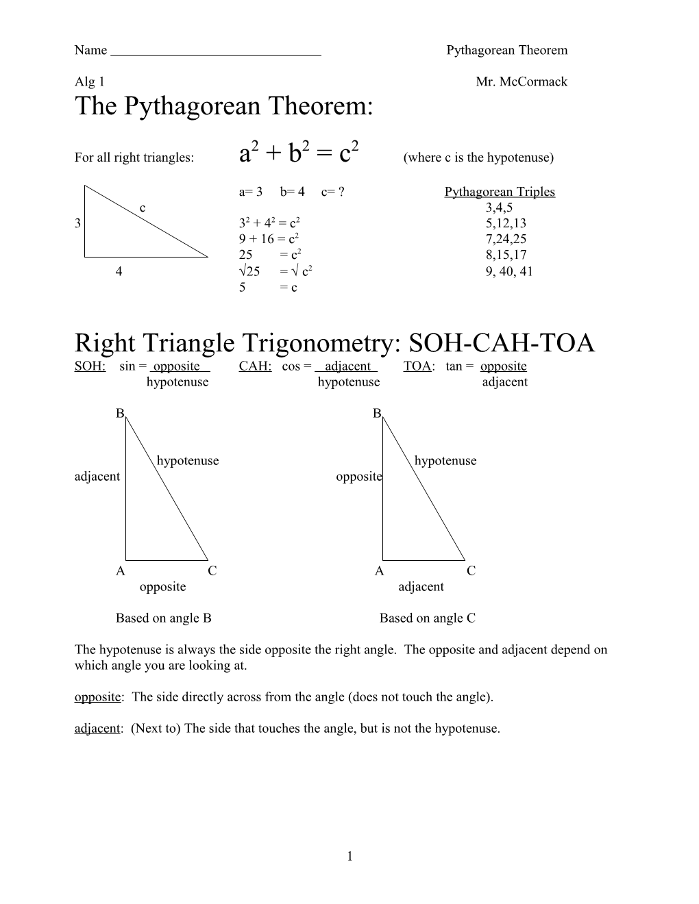 The Pythagorean Theorem