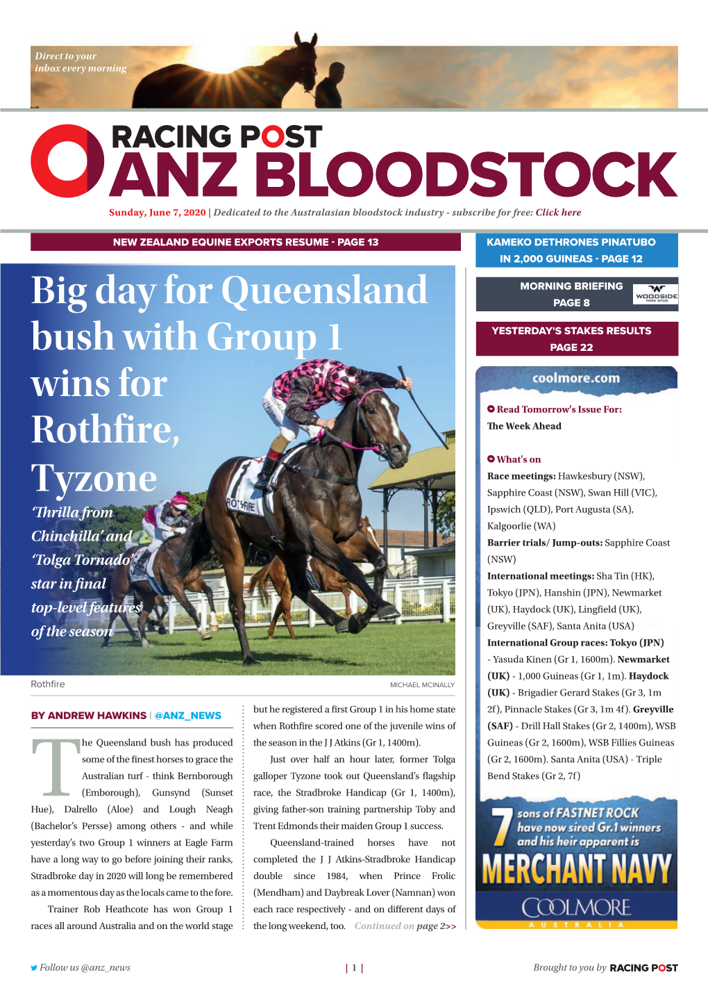 Big Day for Queensland Bush with Group 1 Wins for Rothfire, Tyzone | 2 | Sunday, June 7, 2020