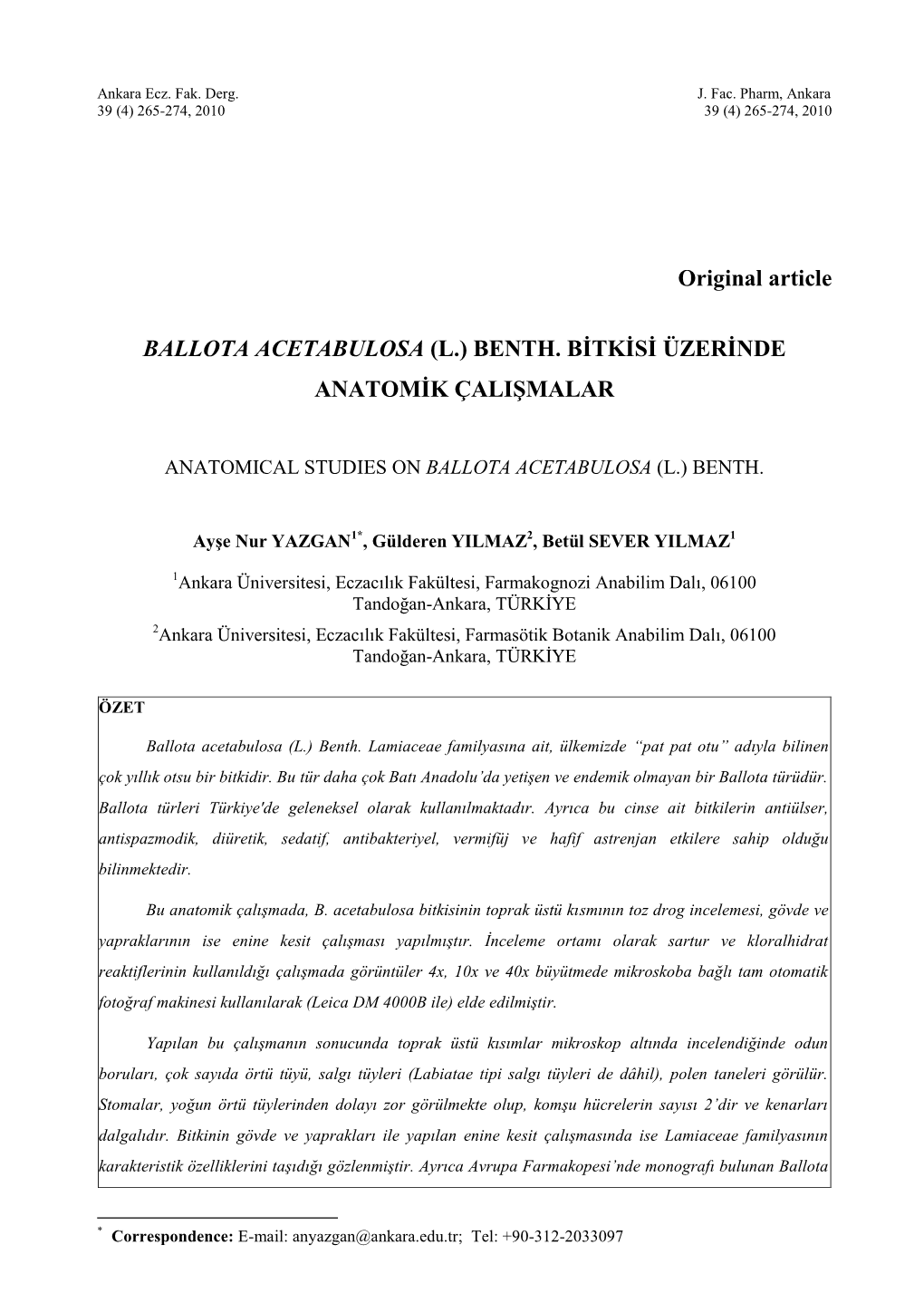 Original Article BALLOTA ACETABULOSA