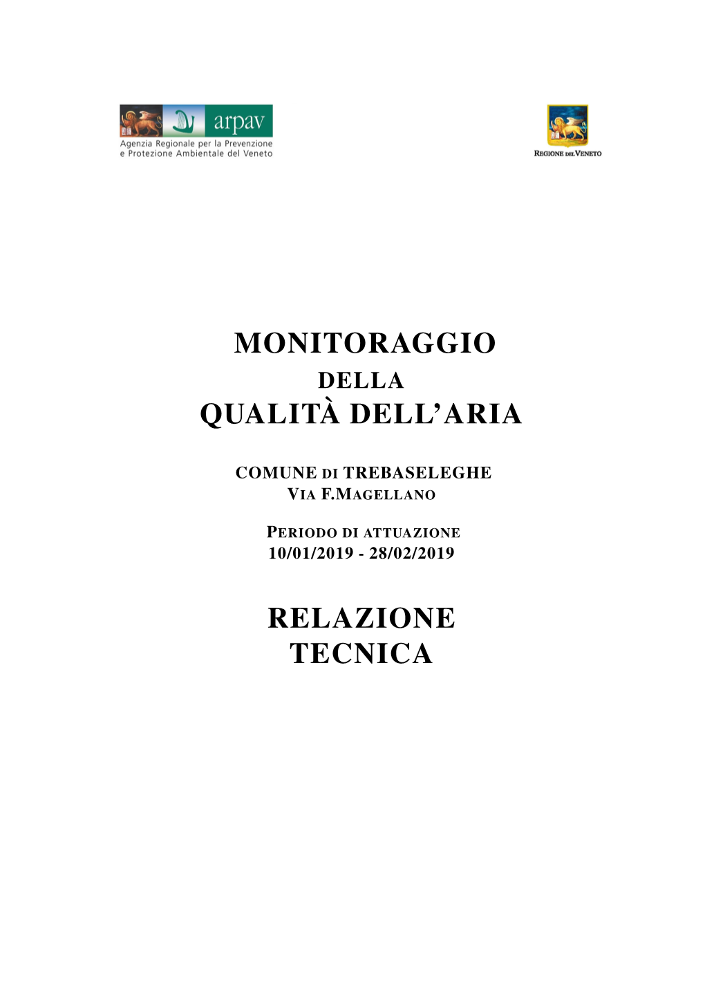 Monitoraggio Qualità Dell'aria Relazione Tecnica