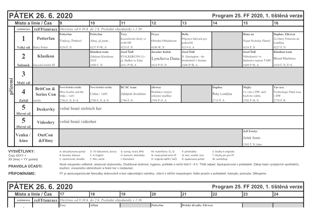 PÁTEK 26. 6. 2020 Program 25