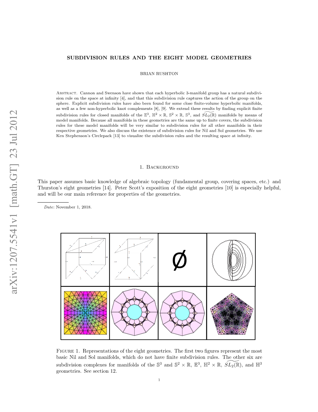 Subdivision Rules and the Eight Model Geometries