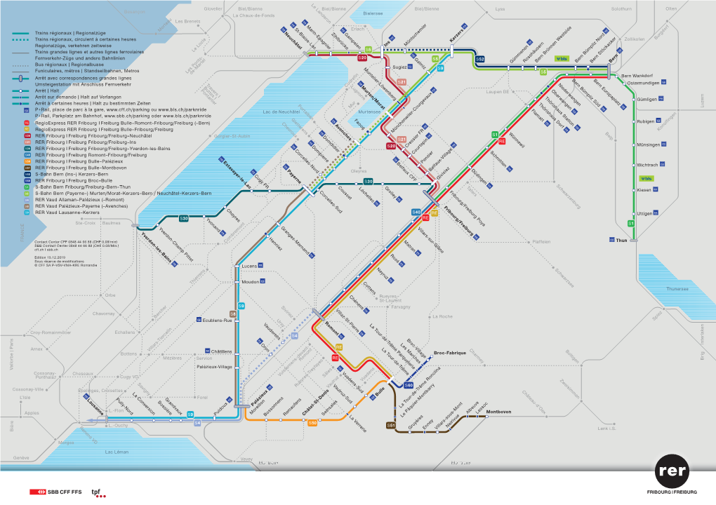 Plan De Réseau Régional CFF RER Fribourg I Freiburg