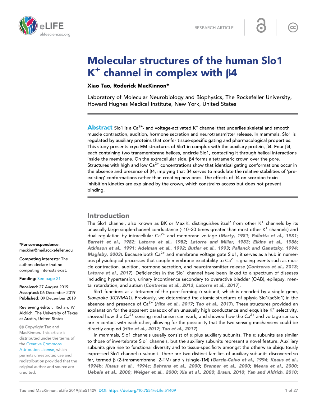 Molecular Structures of the Human Slo1 K Channel in Complex with B4