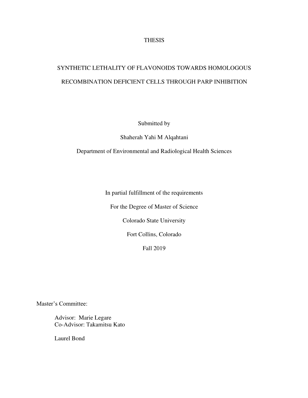 Thesis Synthetic Lethality of Flavonoids Towards