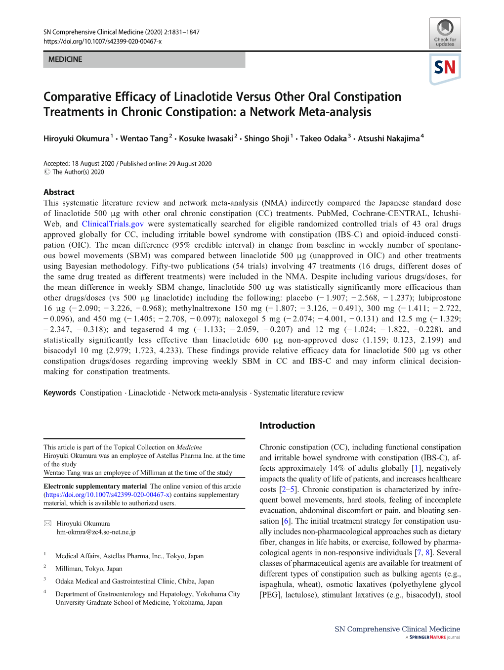 Comparative Efficacy of Linaclotide Versus Other Oral Constipation Treatments in Chronic Constipation: a Network Meta-Analysis