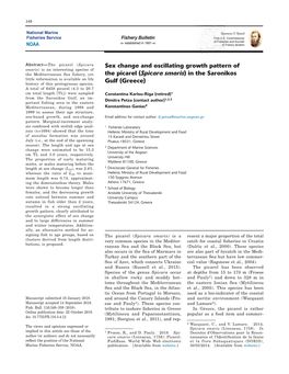 Sex Change and Oscillating Growth Pattern of the Picarel (Spicara Smaris) in the Saronikos Gulf (Greece)