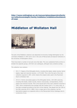 Middleton of Wollaton Hall