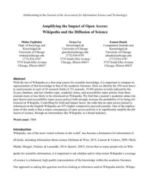 Amplifying the Impact of Open Access: Wikipedia and the Diffusion of Science