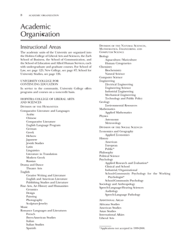 ACADEMIC ORGANIZATION Academic Organization
