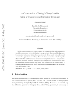A Construction of String 2-Group Modelsusing a Transgression