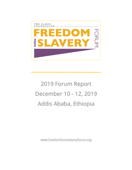 2019 Forum Report December 10 - 12, 2019 Addis Ababa, Ethiopia