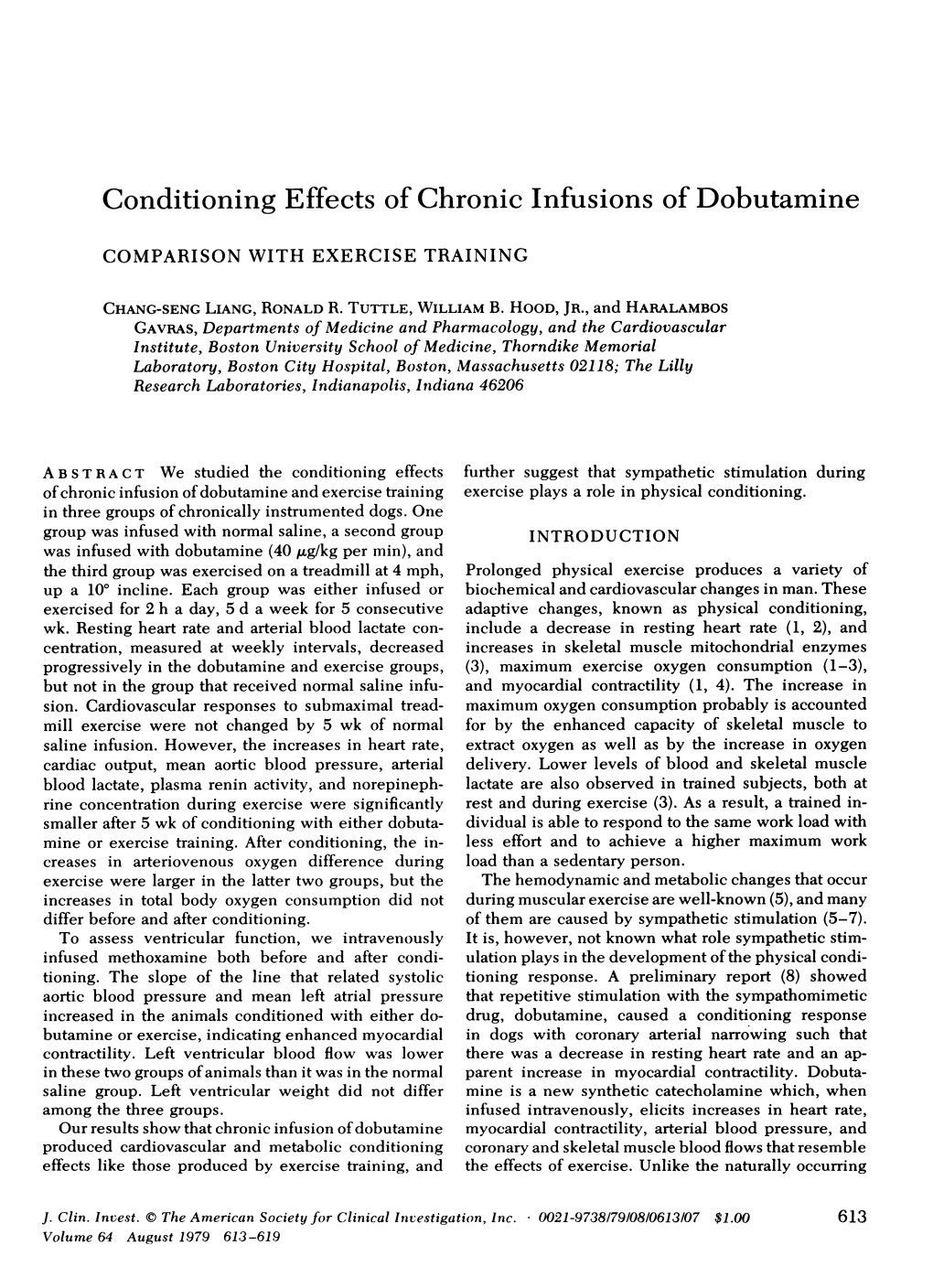 Conditioning Effects of Chronic Infusions of Dobutamine
