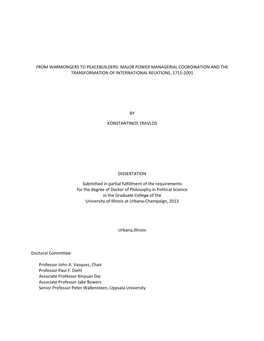 Major Power Managerial Coordination and the Transformation of International Relations, 1715-2001