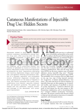 Cutaneous Manifestations of Injectable Drug Use: Hidden Secrets