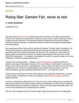 Damien Fair, Never at Rest