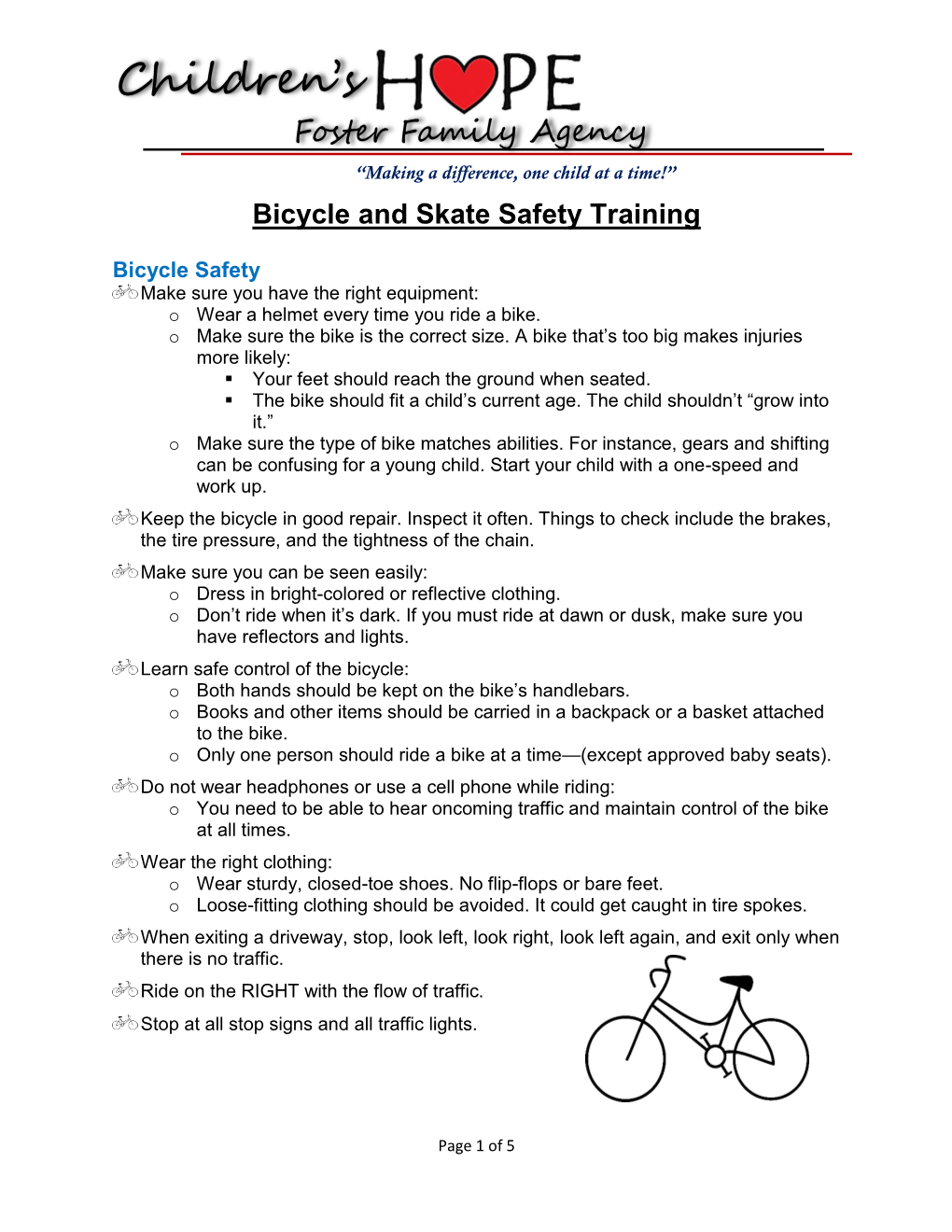 Bicycle and Skate Safety Training