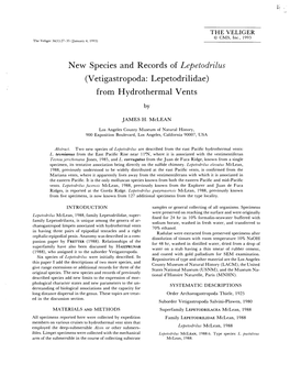 New Species and Records of Lepetodrilus (Vetigastropoda: Lepetodrilidae) from Hydrothermal Vents